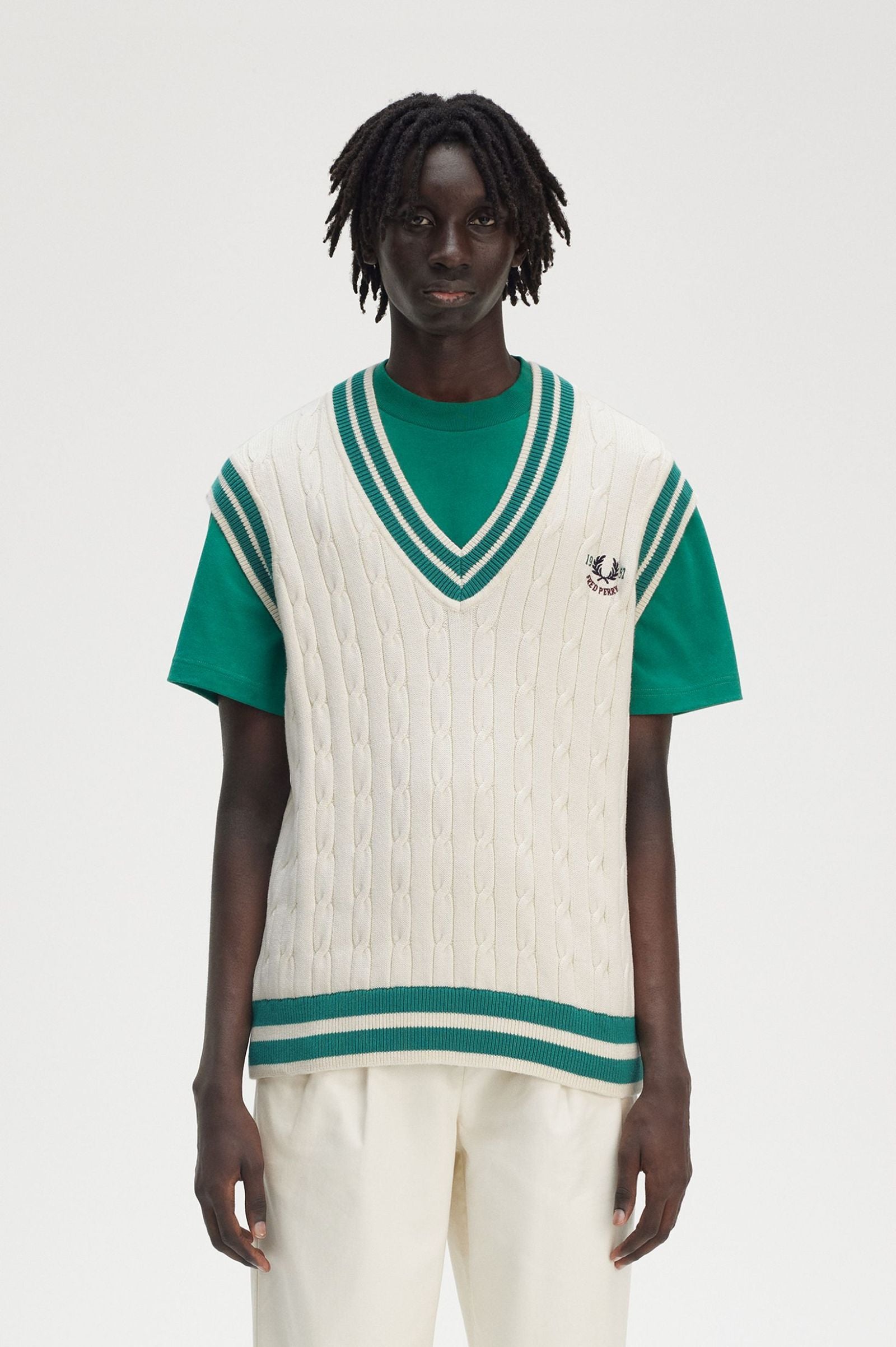 Cable Knit Tennis Tank Sweaters Fred Perry