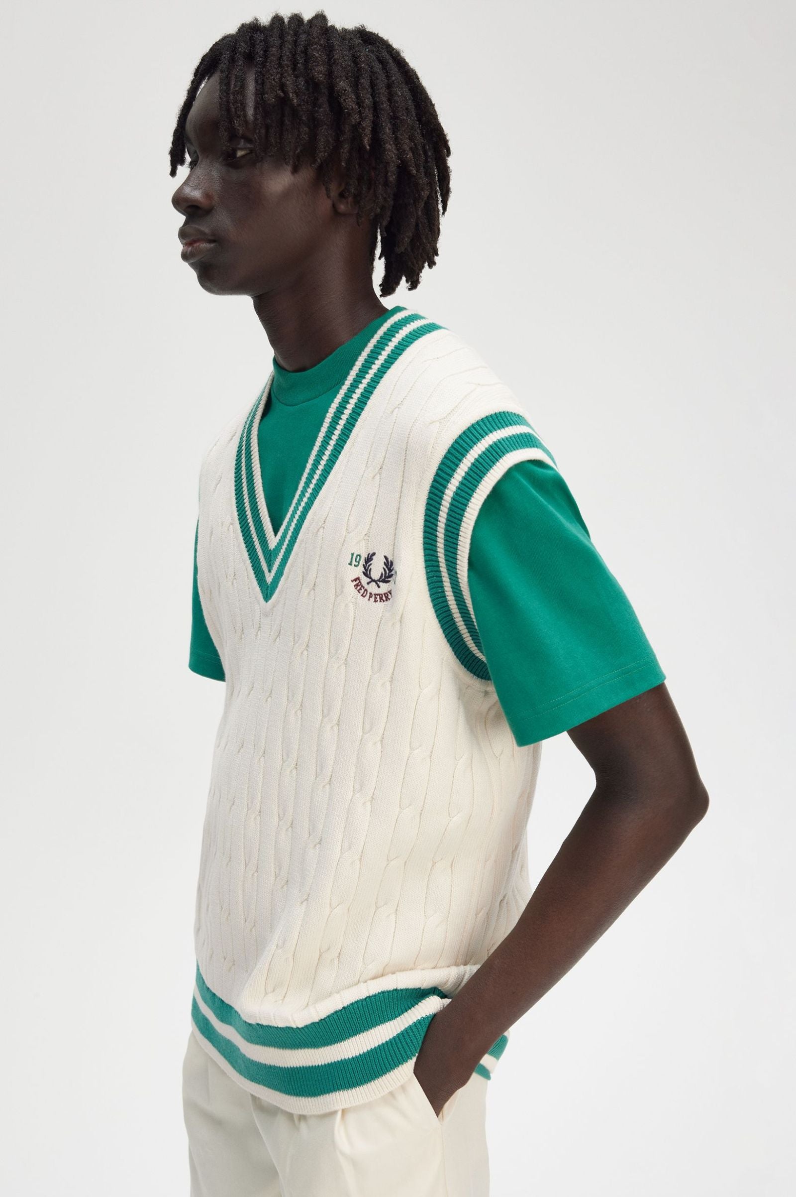 Cable Knit Tennis Tank Sweaters Fred Perry