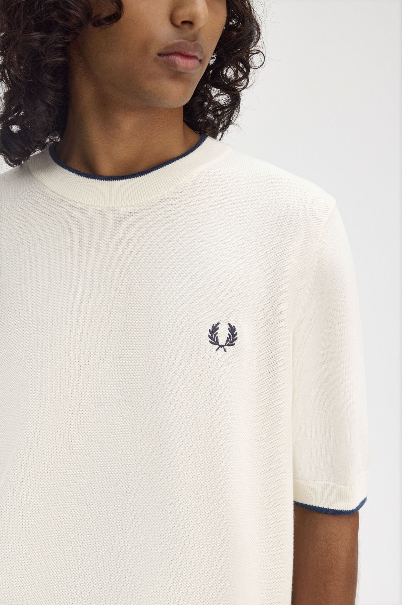 Texture Front Knitted T-Shirt T-Shirts Fred Perry