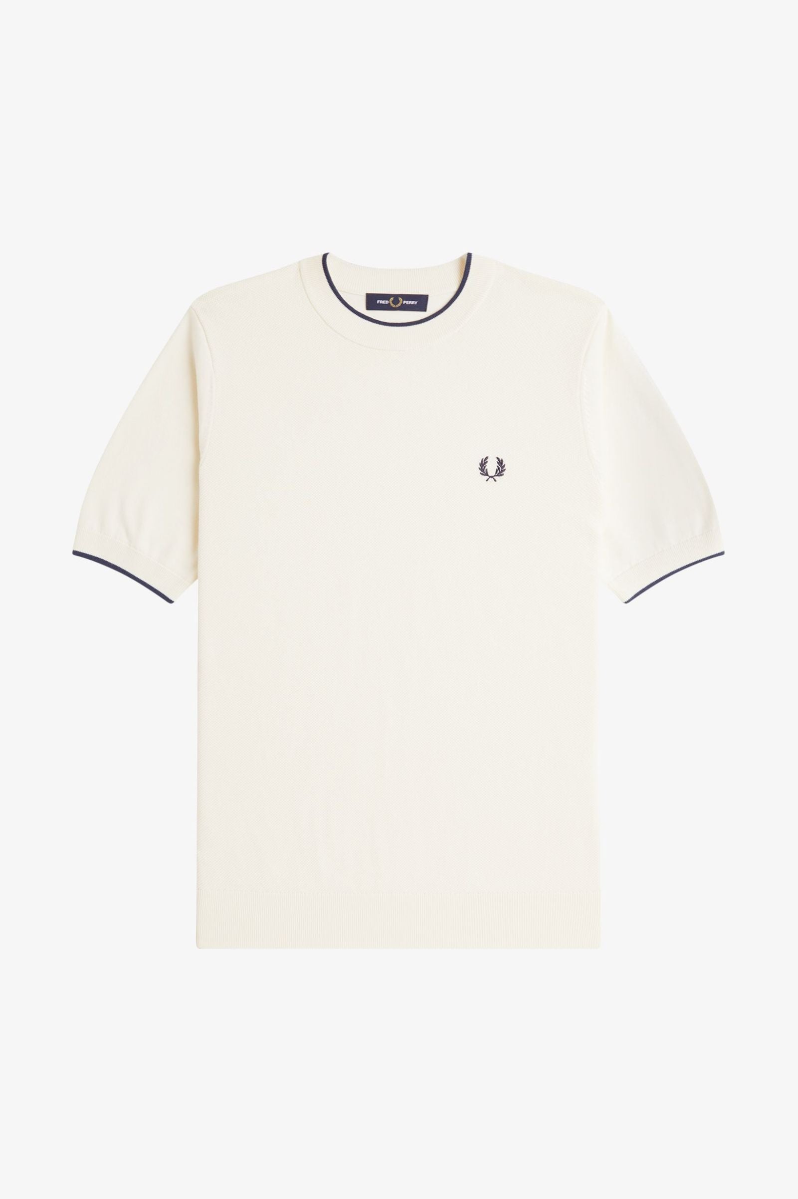 Texture Front Knitted T-Shirt T-Shirts Fred Perry