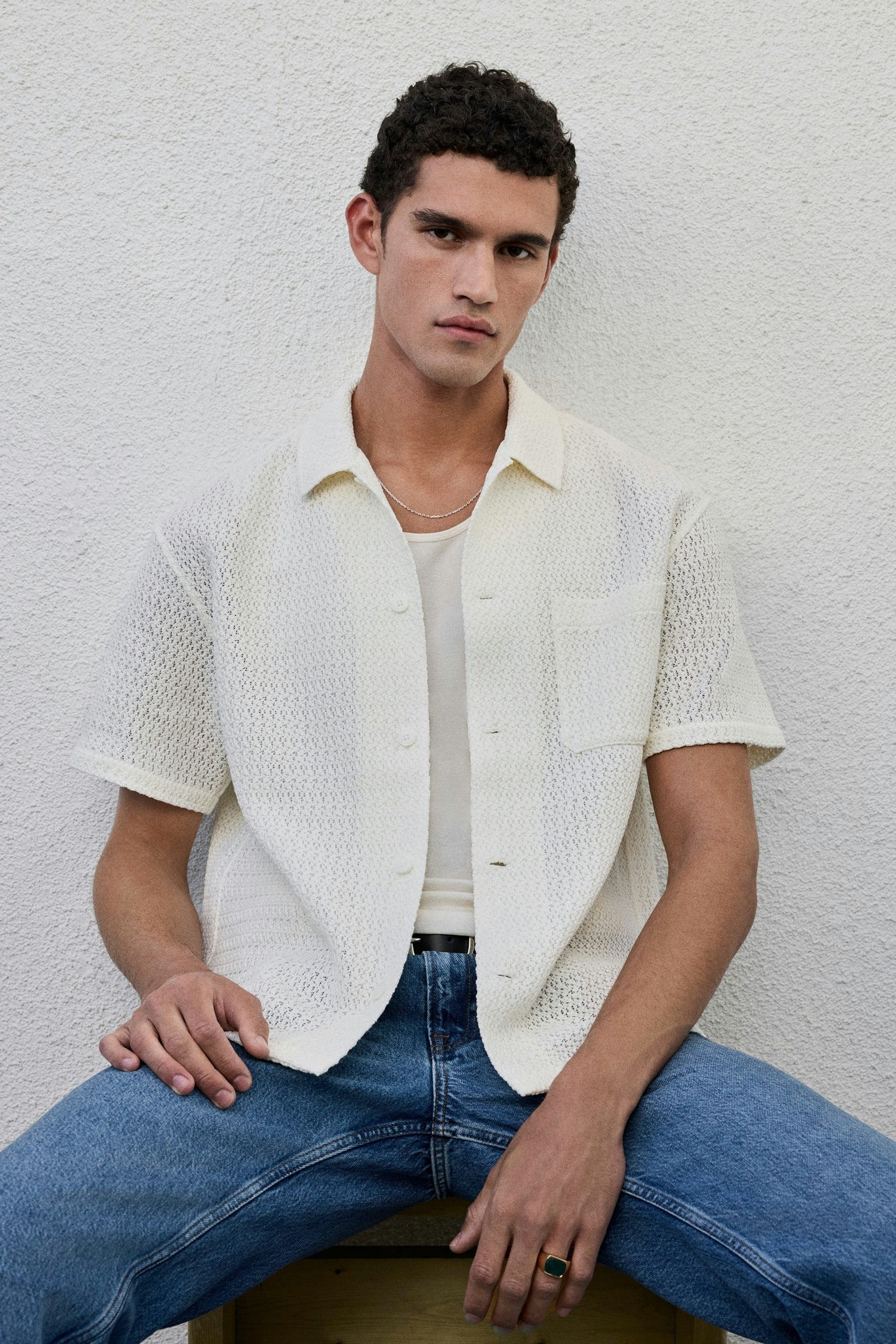 Open Weave Short Sleeve Shirt T-Shirts FRAME