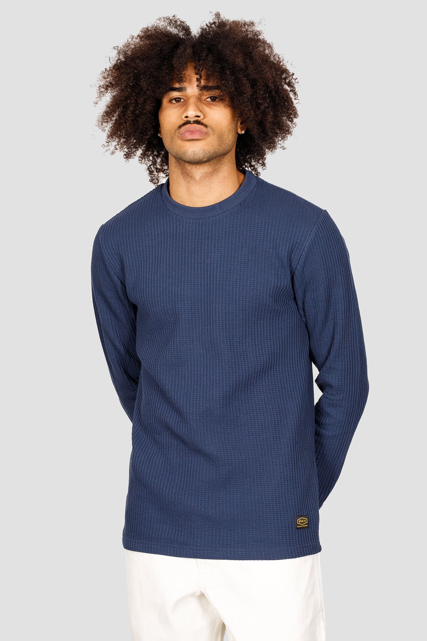 blue thermal shirt