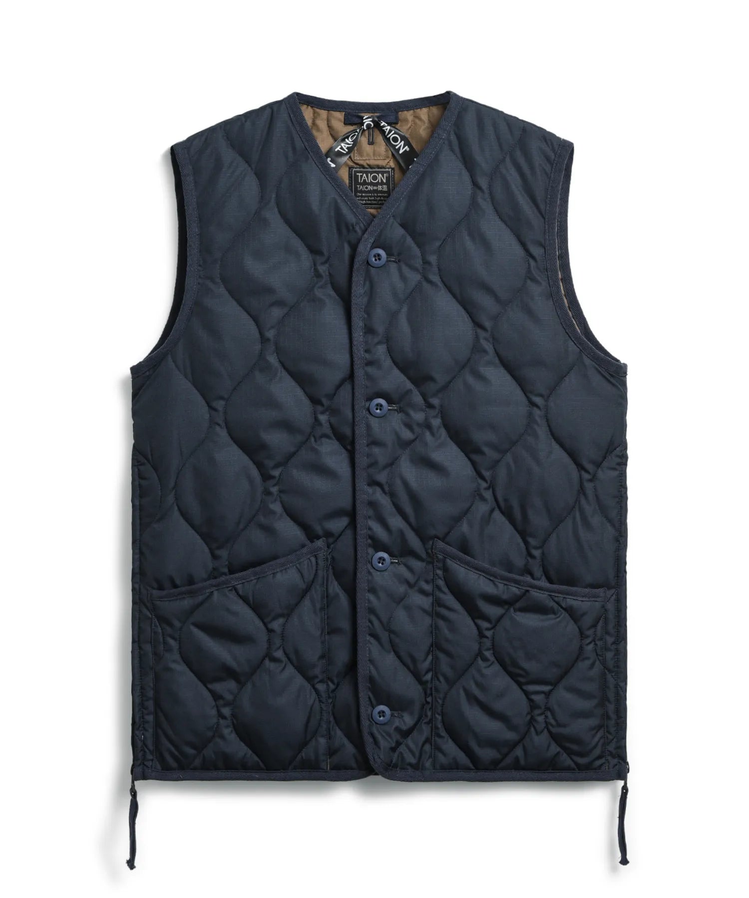 Military V-Neck Button Down Vest Vests Taion   